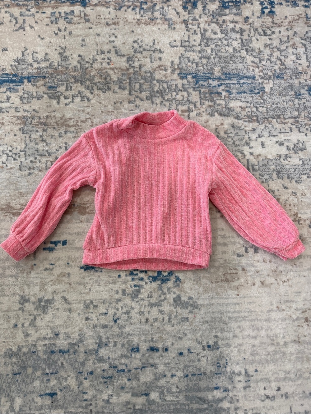 Pink Ribbed Mock Neck Sweater